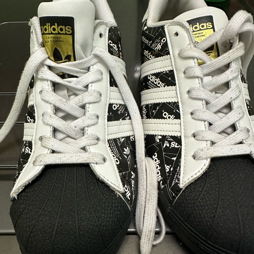 Adidas Black and White Graphic Sneakers